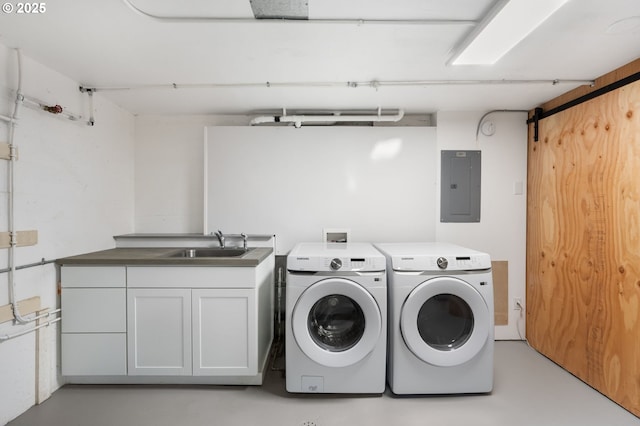 420 S State St, Lake Oswego, OR 97034 - laundry room with electric panel, cabinet space, and washing machine and dryer