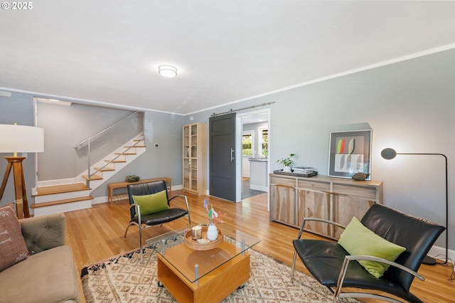 420 S State St, Lake Oswego, OR 97034 - living room featuring stairway and wood finished floors