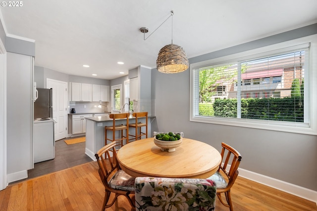 420 S State St, Lake Oswego, OR 97034 - dining area featuring light wood-style floors and recessed lighting