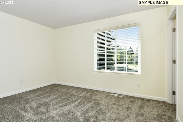 empty room with dark colored carpet