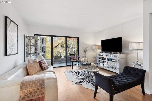 living room with light wood-type flooring