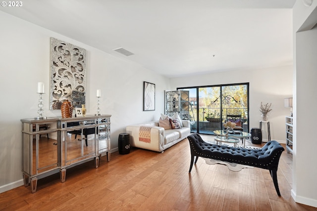 living room with light wood-type flooring