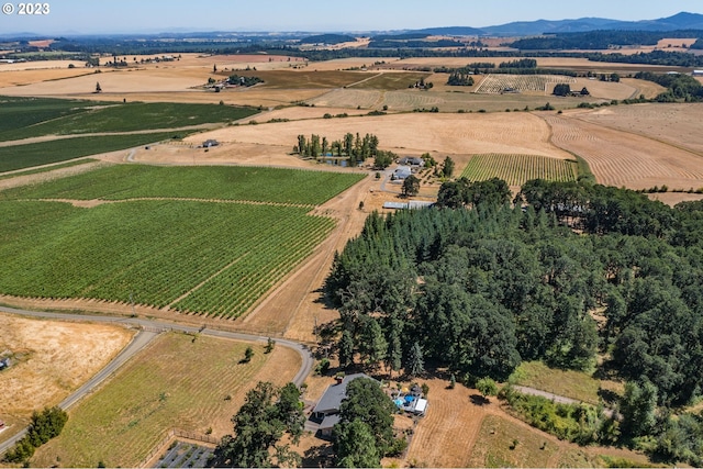 bird's eye view with a rural view and a mountain view