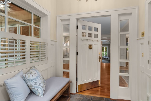 entryway featuring dark wood-type flooring