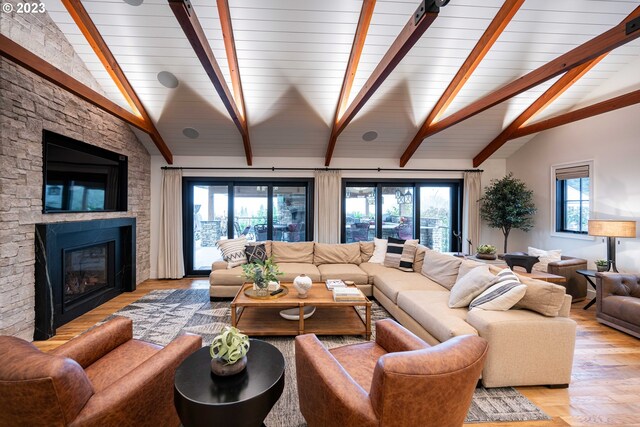 33723 Van Duyn Rd, Eugene, OR 97408 - living area with light wood-type flooring and a fireplace