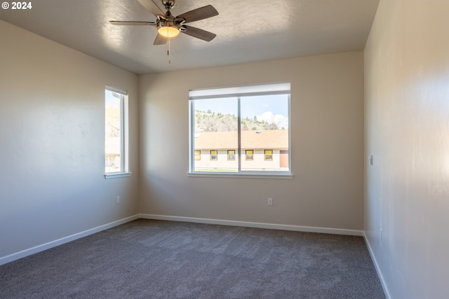 223 N Johnson St, Prairie City, OR 97869 - spare room with dark carpet, plenty of natural light, and a ceiling fan