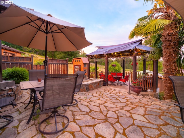 view of terrace with a gazebo