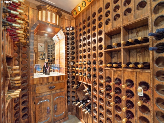 view of wine cellar