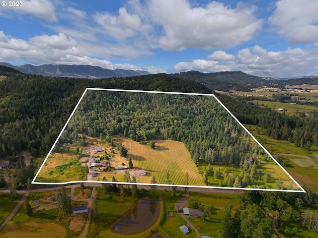 birds eye view of property with a mountain view