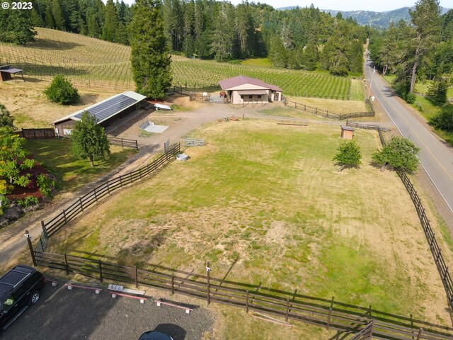 bird's eye view with a rural view