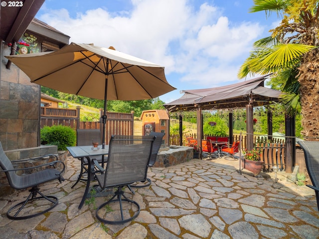 view of patio / terrace featuring a gazebo