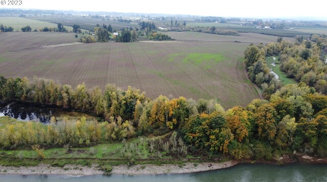 birds eye view of property featuring a rural view and a water view