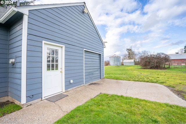 exterior space featuring a garage