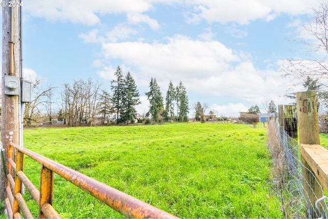 view of yard with a rural view