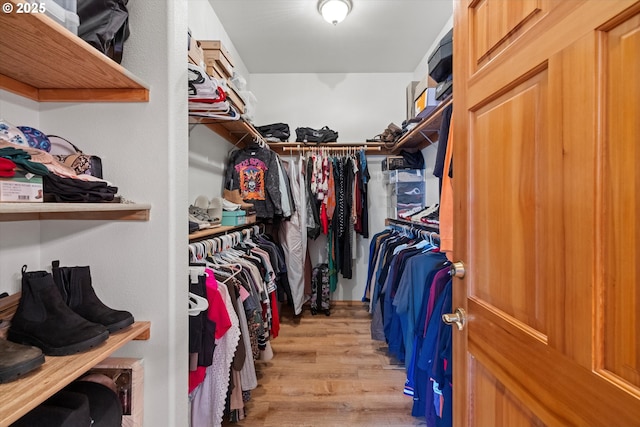 spacious closet with light wood-type flooring