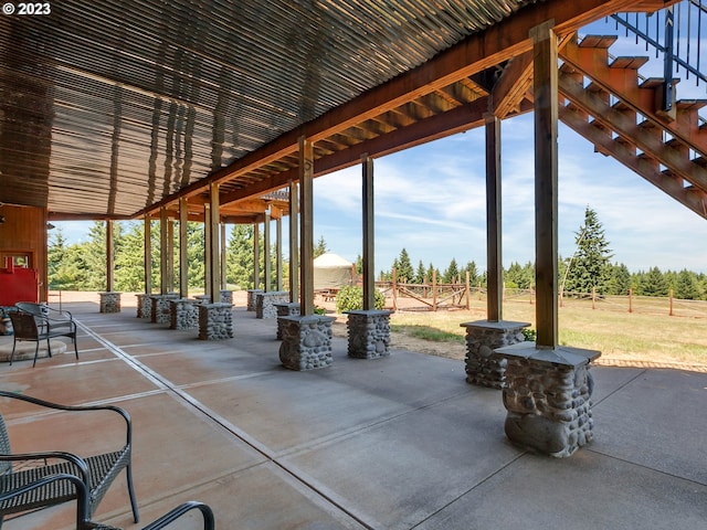 view of patio with a pergola