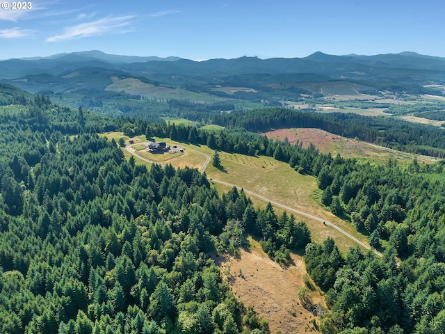 birds eye view of property with a mountain view