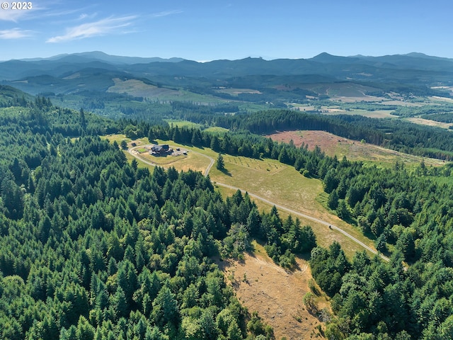 drone / aerial view with a mountain view