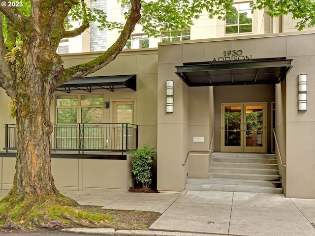 view of exterior entry with french doors