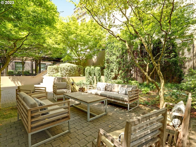 view of patio with an outdoor living space