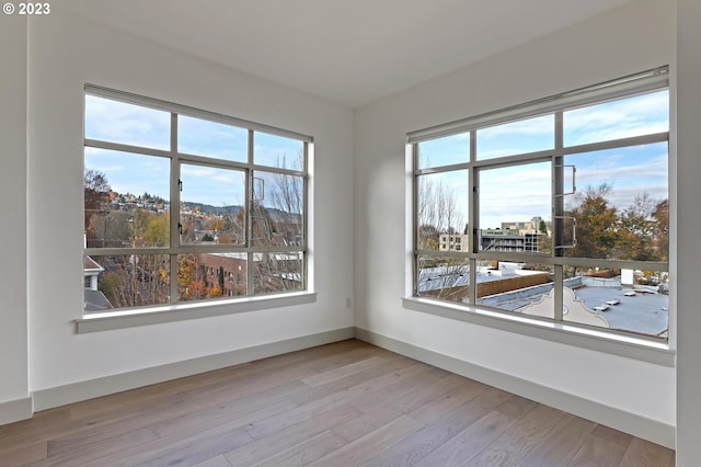 spare room with light hardwood / wood-style floors