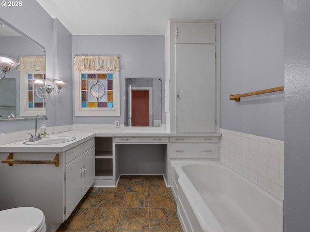 510 SE Shafford St, Estacada, OR 97023 - full bath with stone finish flooring, vanity, a bath, and toilet