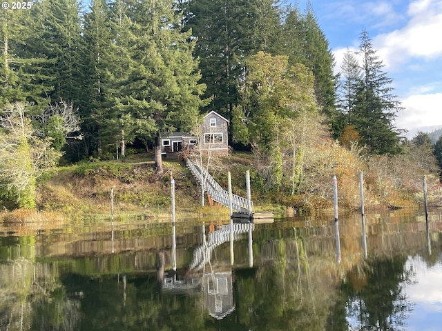 dock area featuring a water view