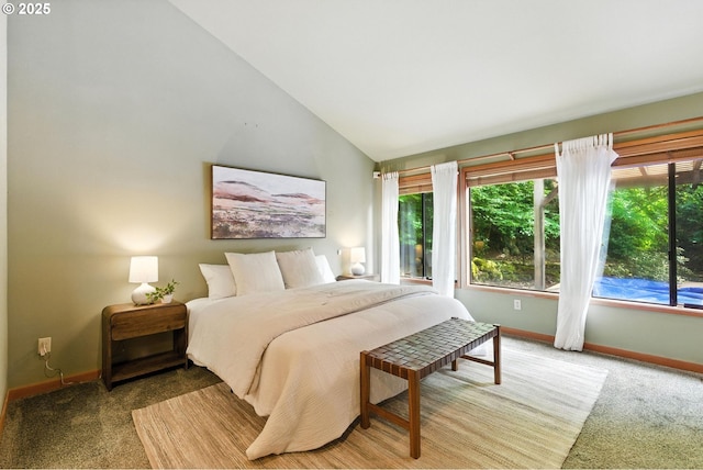 25901 E Highview Dr, Welches, OR 97067 - carpeted bedroom featuring multiple windows and vaulted ceiling