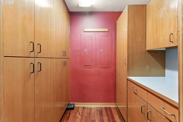 25901 E Highview Dr, Welches, OR 97067 - doorway featuring wood finished floors and electric panel