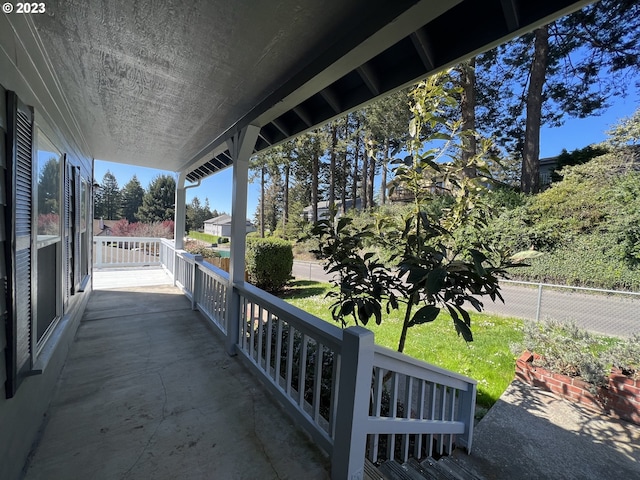 view of patio featuring a porch