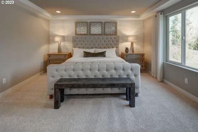 27298 SW Marigold Ter, Wilsonville, OR 97070 - bedroom with light colored carpet, a raised ceiling, and multiple windows