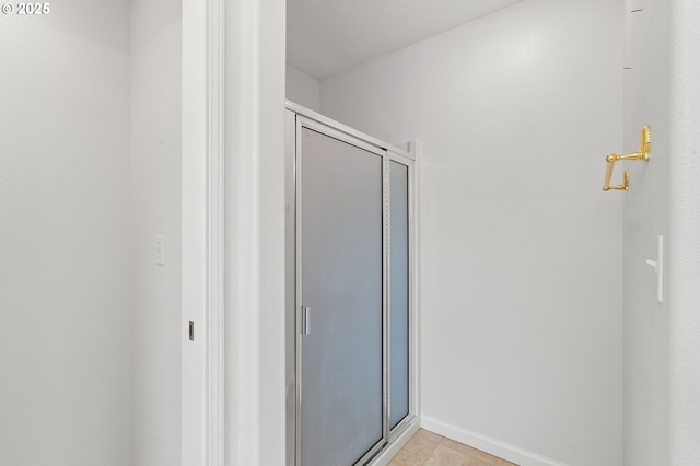 bathroom featuring a shower stall