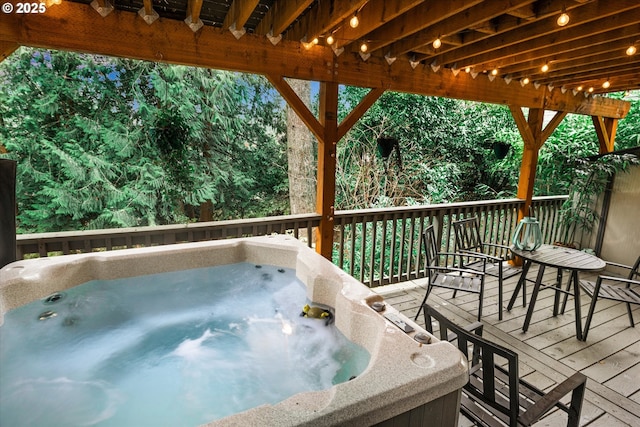 3045 SW Gaston Ave, Portland, OR 97239 - wooden deck featuring a hot tub