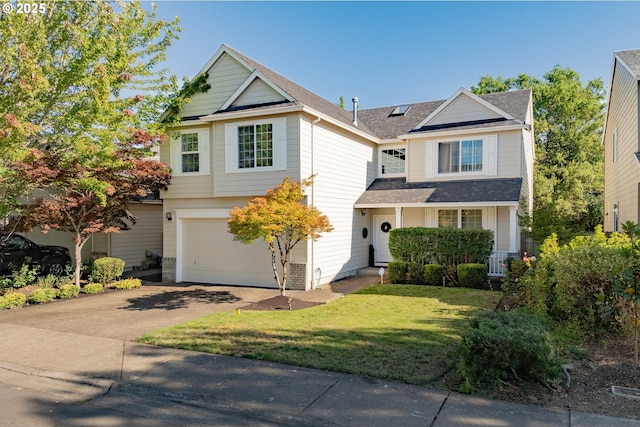16713 NW Countryridge Dr, Portland, OR 97229 - traditional-style home with a garage, asphalt driveway, roof with shingles, and a front yard