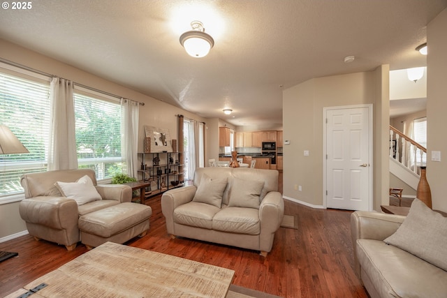 16713 NW Countryridge Dr, Portland, OR 97229 - living room with wood finished floors and stairway