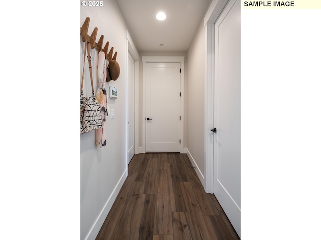 Mountain Home Rd, Sherwood, OR 97140 - hall with dark wood finished floors, baseboards, and recessed lighting