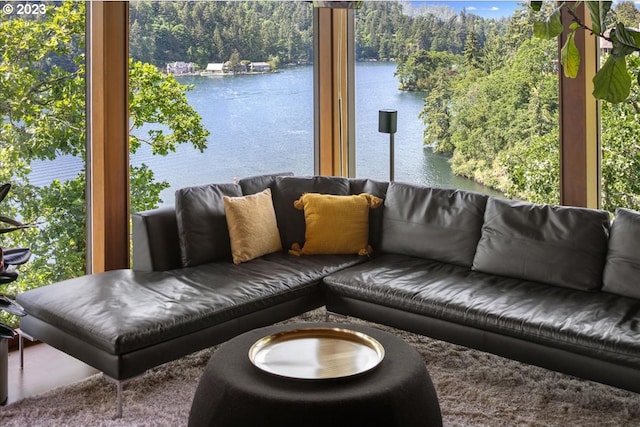 view of patio / terrace featuring a water view