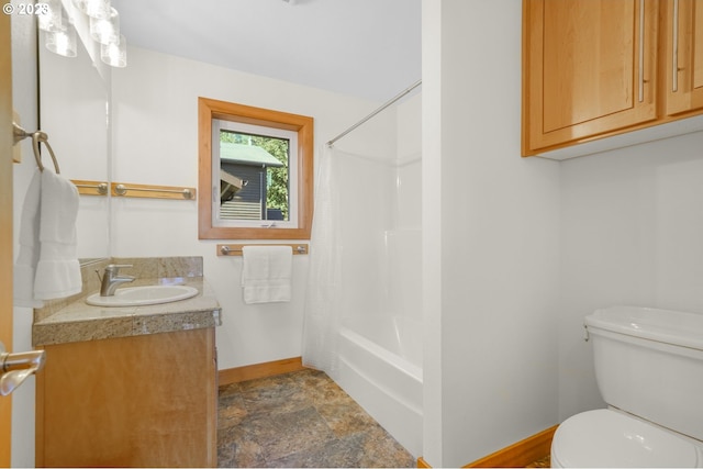 22000 SE Upper Matthews Creek Ln, Amity, OR 97101 - full bathroom with tile floors, toilet, shower / tub combo, and vanity