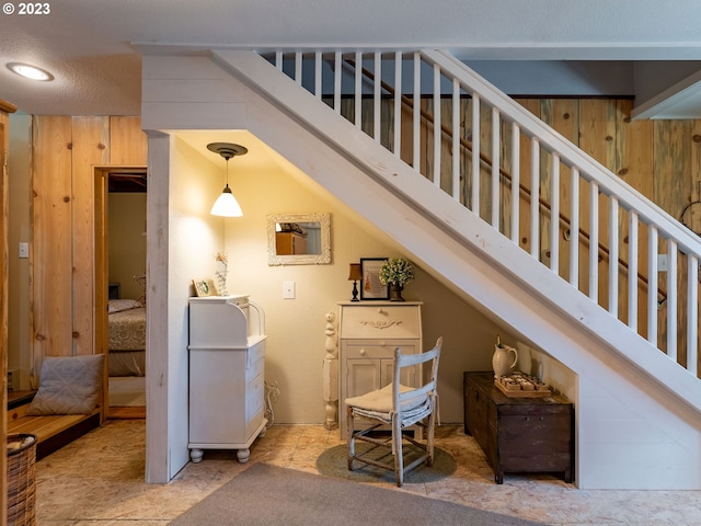 interior space with wood walls