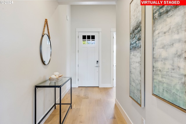 foyer entrance featuring light wood-type flooring