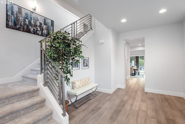 interior space with light hardwood / wood-style floors