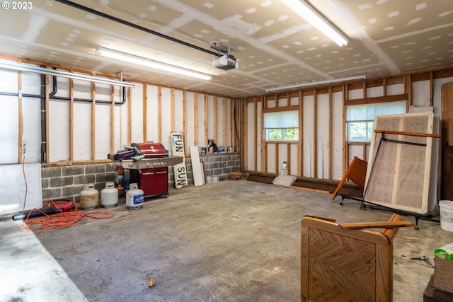 garage with a garage door opener