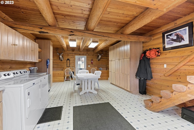 interior space with washing machine and dryer