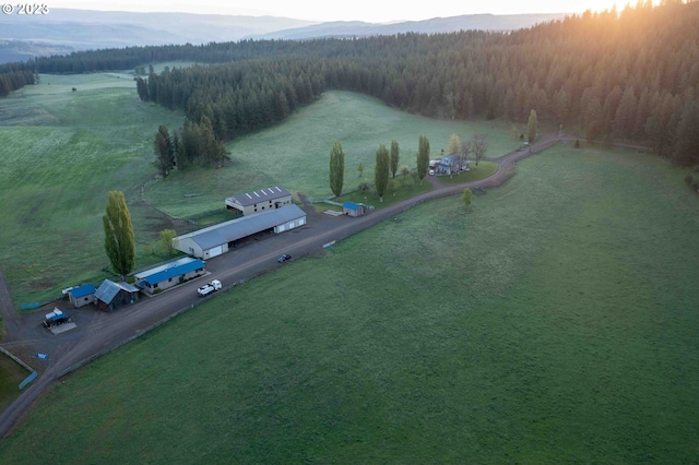 drone / aerial view with a rural view