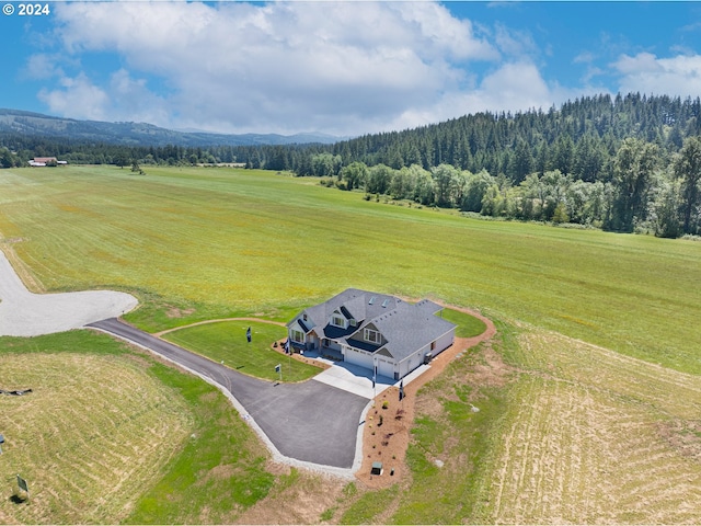 birds eye view of property with a rural view