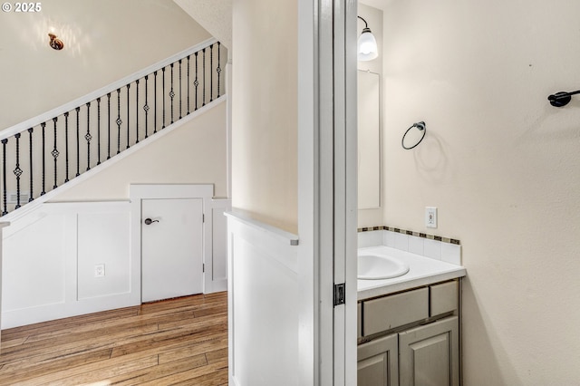 2940 Robinwood Dr, Forest Grove, OR 97116 - bathroom featuring wood finished floors and vanity