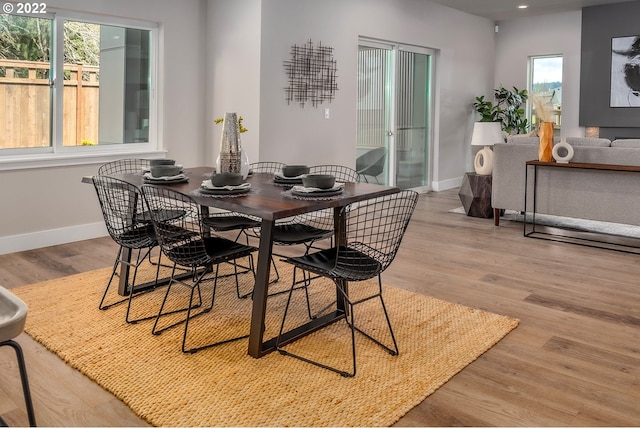 dining room with light hardwood / wood-style floors