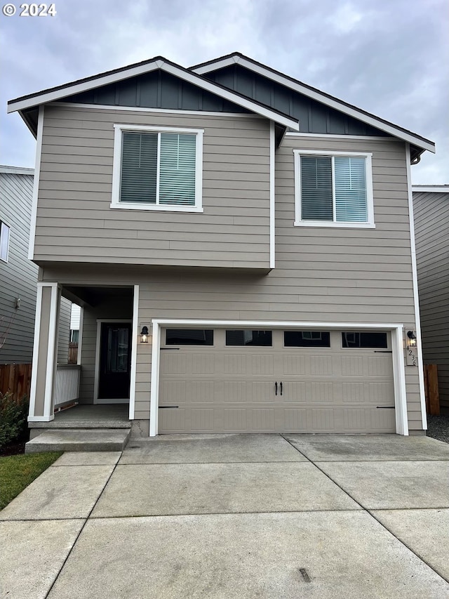 view of front of property featuring a garage