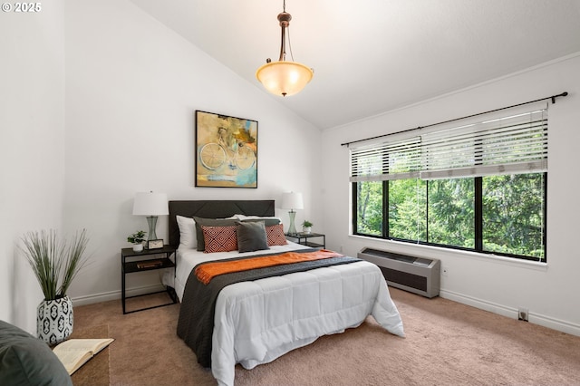 7730 SW Barnes Rd Unit B, Portland, OR 97225 - carpeted bedroom featuring heating unit, baseboards, and vaulted ceiling