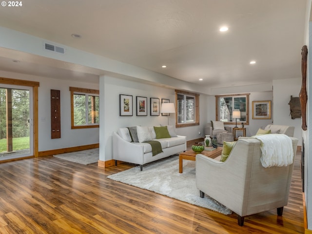 living room featuring wood-type flooring